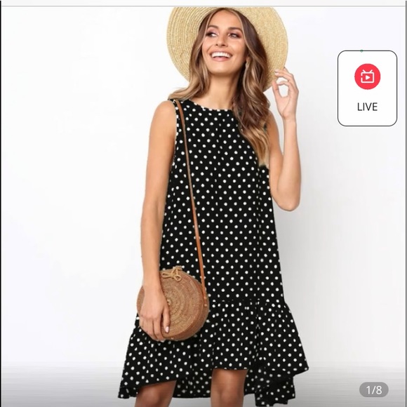 ❤️Beautiful Polka Dot Navy Blue Boho Summer Dress❤️Size XL❤️Size Chart I… - Picture 1 of 7